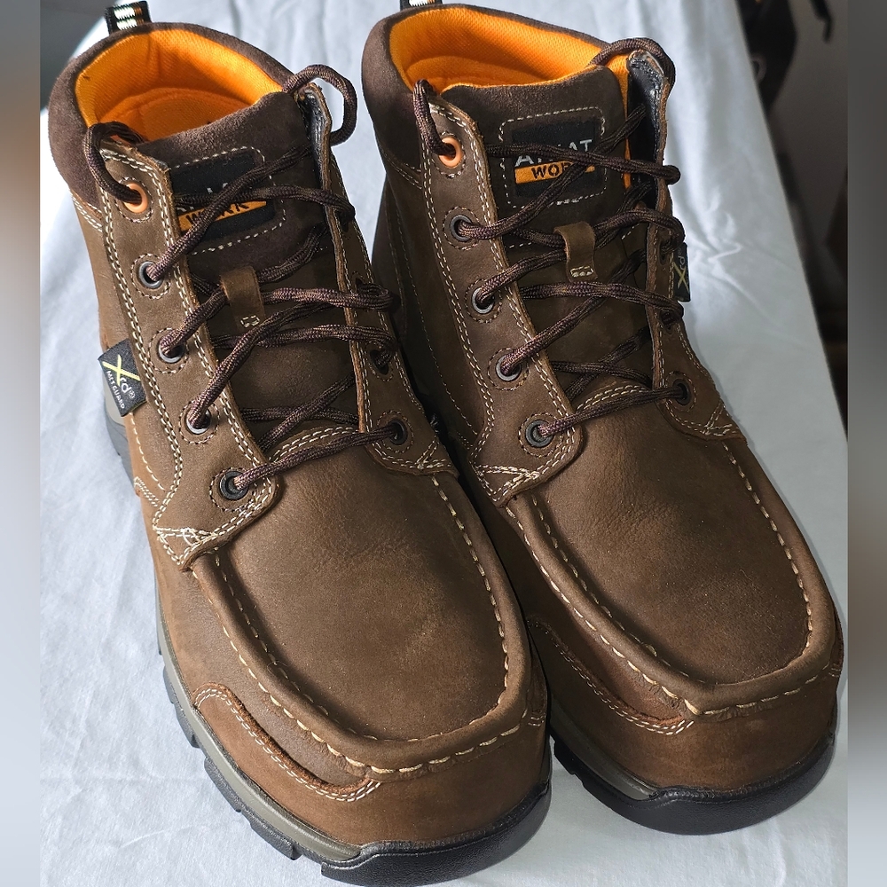 Ariat Men’s Composite Toe Metgaurd Brown Boots with Orange Lining